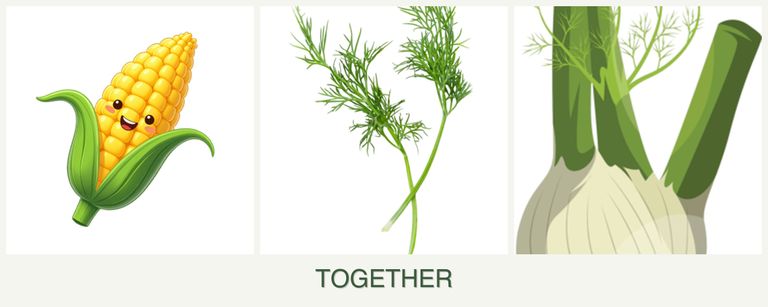Can you plant corn, dill and fennel together?
