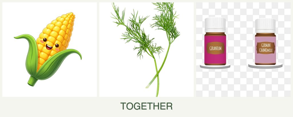 Can you plant corn, dill and geraniums together?