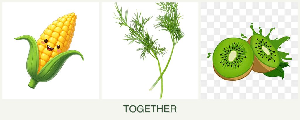 Can you plant corn, dill and kiwi together?