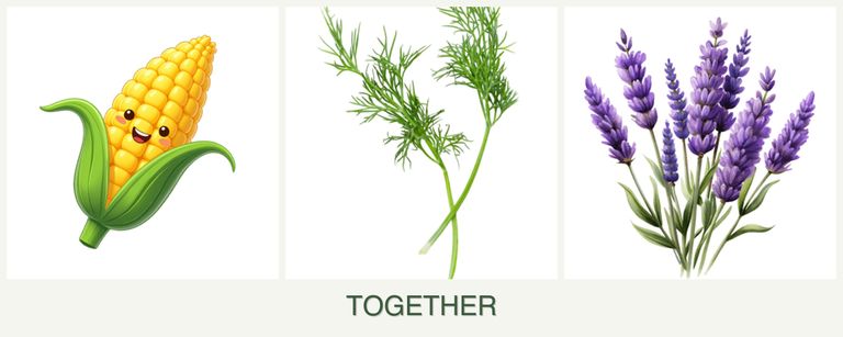 Can you plant corn, dill and lavender together?