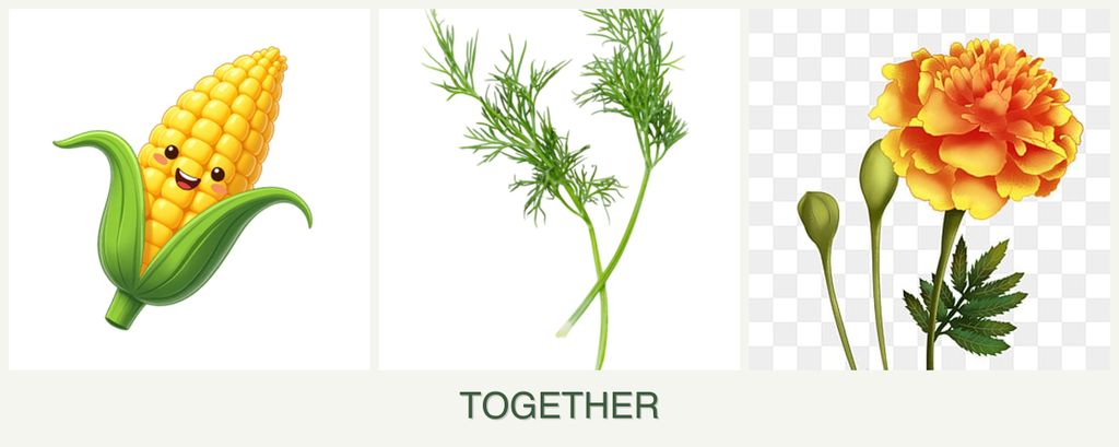 Can you plant corn, dill and marigolds together?