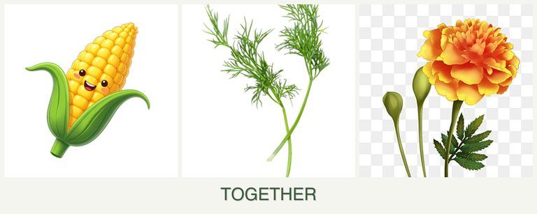 Can you plant corn, dill and marigolds together?