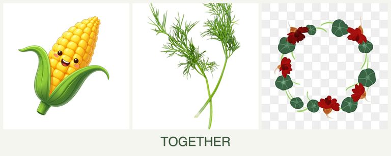 Can you plant corn, dill and nasturtiums together?