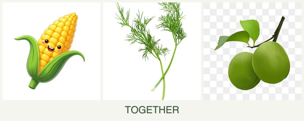 Can you plant corn, dill and plums together?