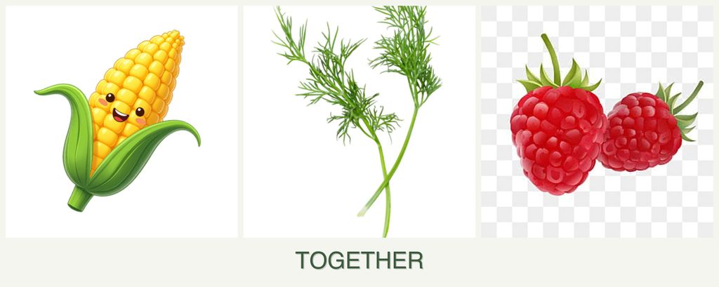 Can you plant corn, dill and raspberries together?