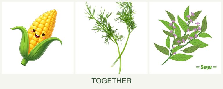 Can you plant corn, dill and sage together?