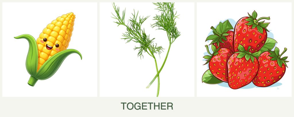 Can you plant corn, dill and strawberries together?