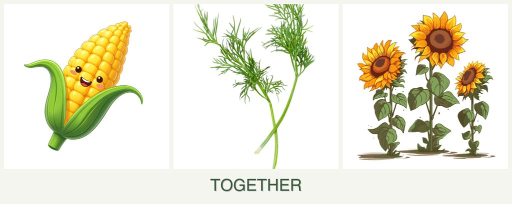 Can you plant corn, dill and sunflowers together?