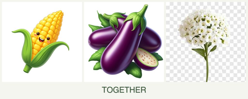 Can you plant corn, eggplant and alyssum together?