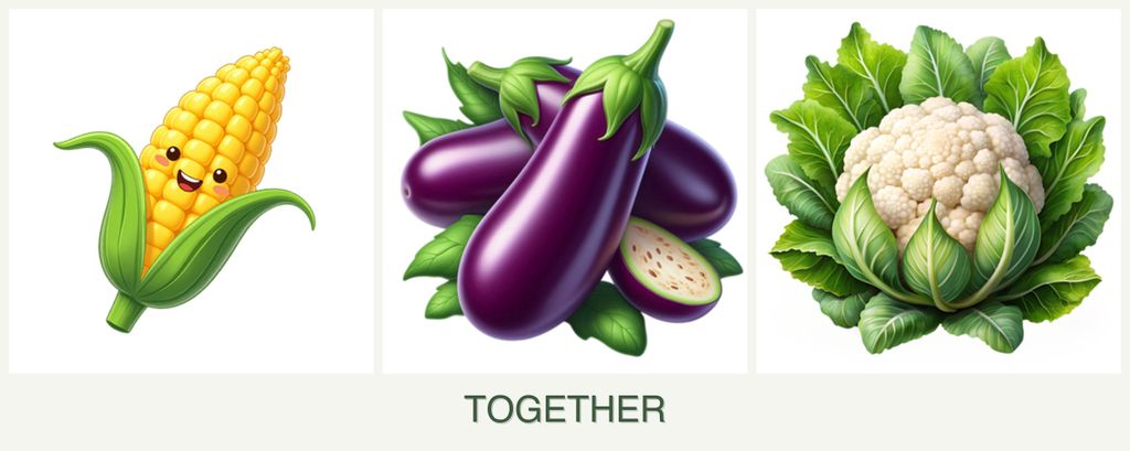 Can you plant corn, eggplant and cauliflower together?