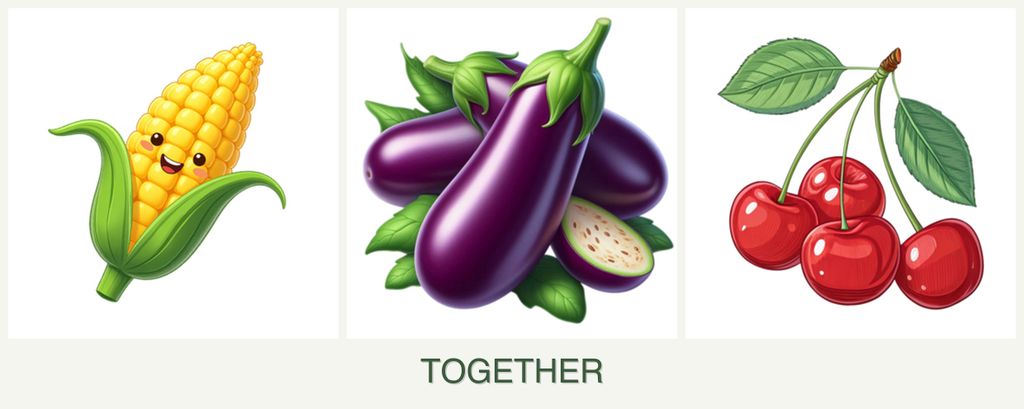 Can you plant corn, eggplant and cherries together?