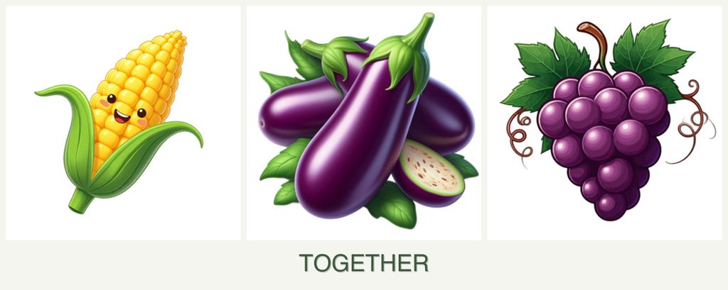 Can you plant corn, eggplant and grapes together?
