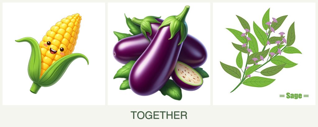 Can you plant corn, eggplant and sage together?
