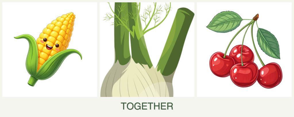 Can you plant corn, fennel and cherries together?