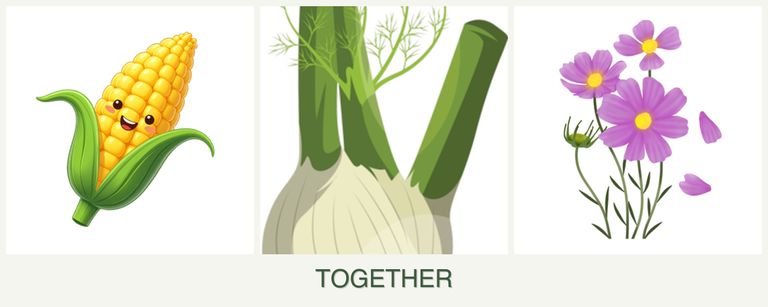 Can you plant corn, fennel and cosmos together?