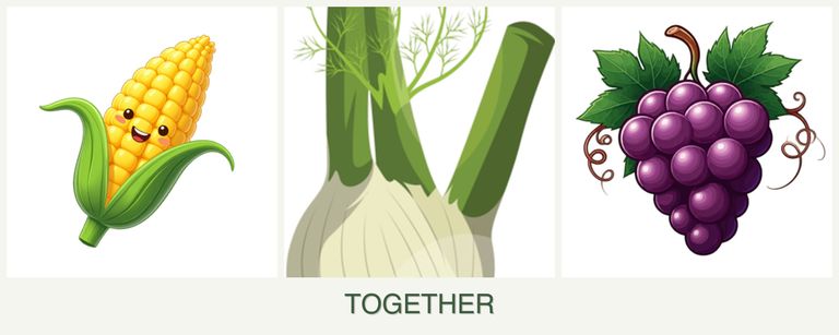 Can you plant corn, fennel and grapes together?