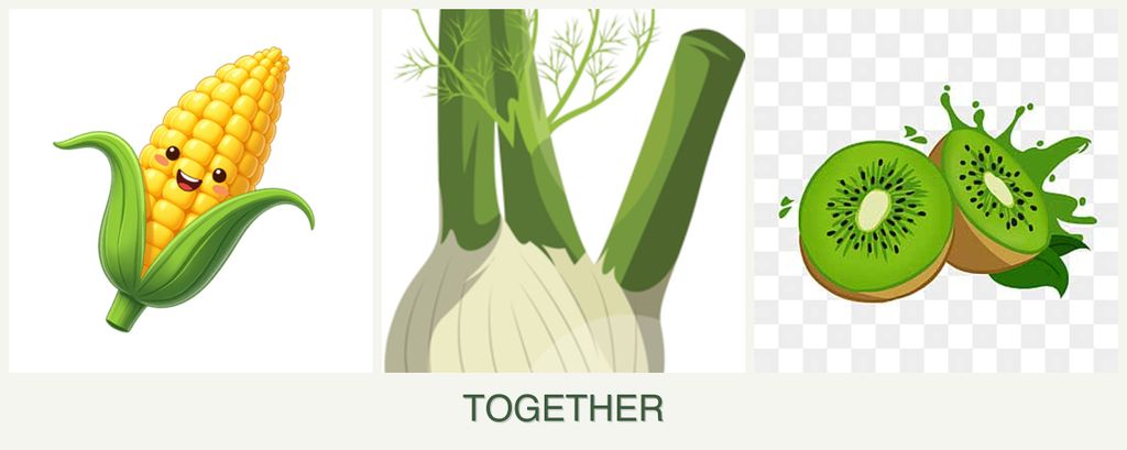 Can you plant corn, fennel and kiwi together?