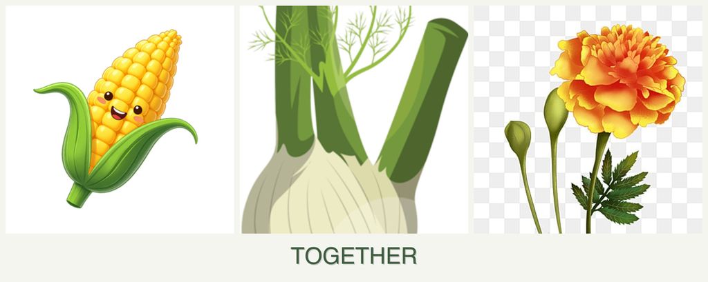 Can you plant corn, fennel and marigolds together?