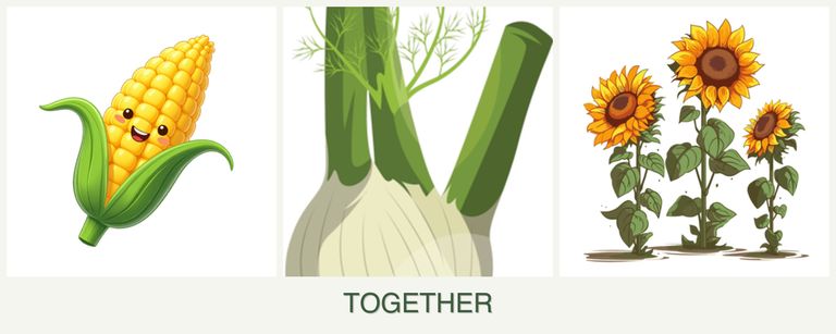 Can you plant corn, fennel and sunflowers together?