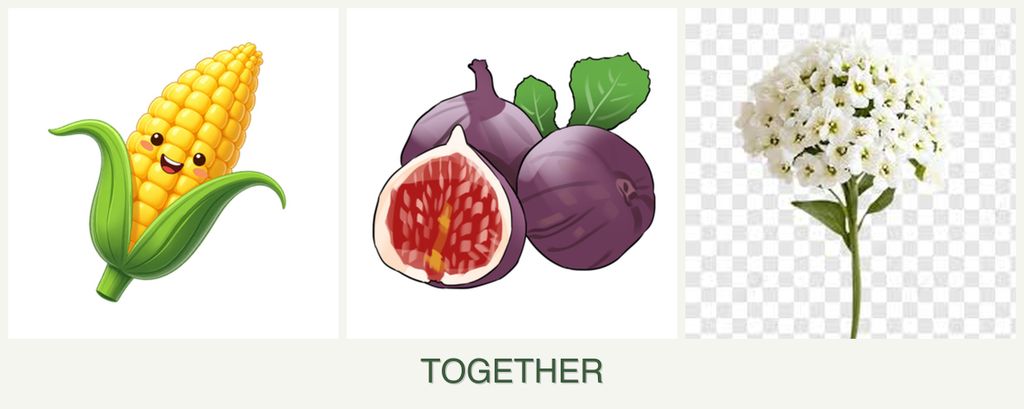 Can you plant corn, figs and alyssum together?