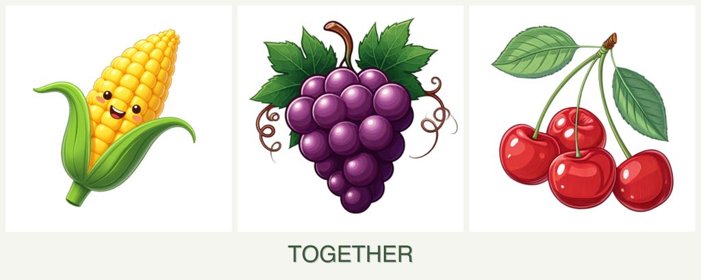 Can you plant corn, grapes and cherries together?