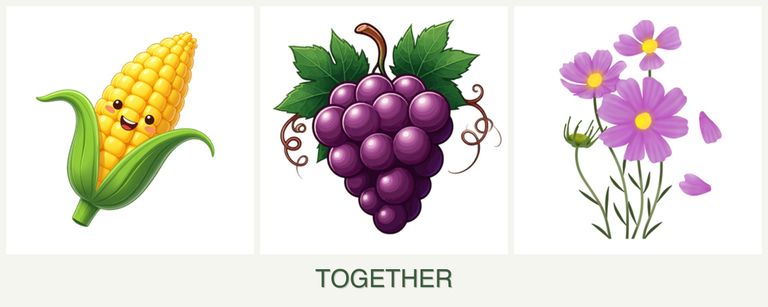 Can you plant corn, grapes and cosmos together?