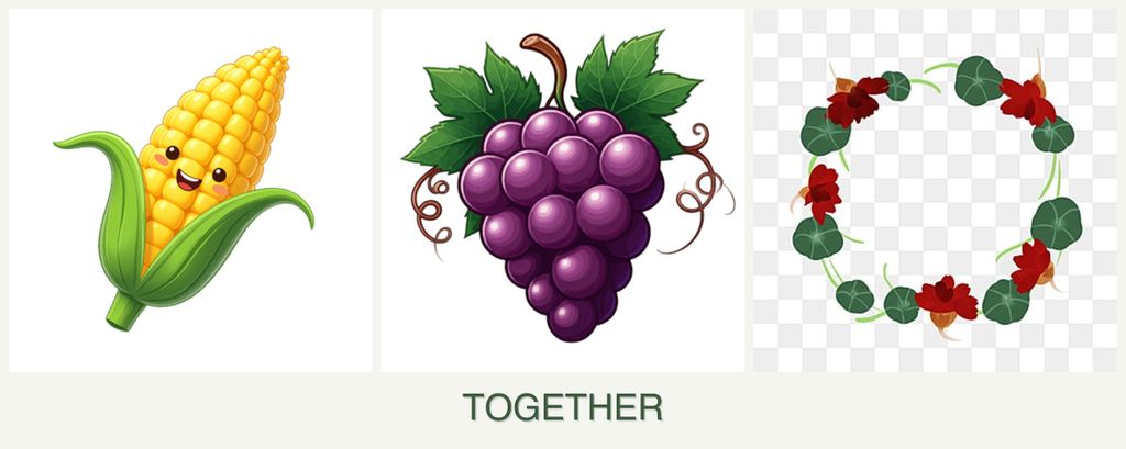 Can you plant corn, grapes and nasturtiums together?