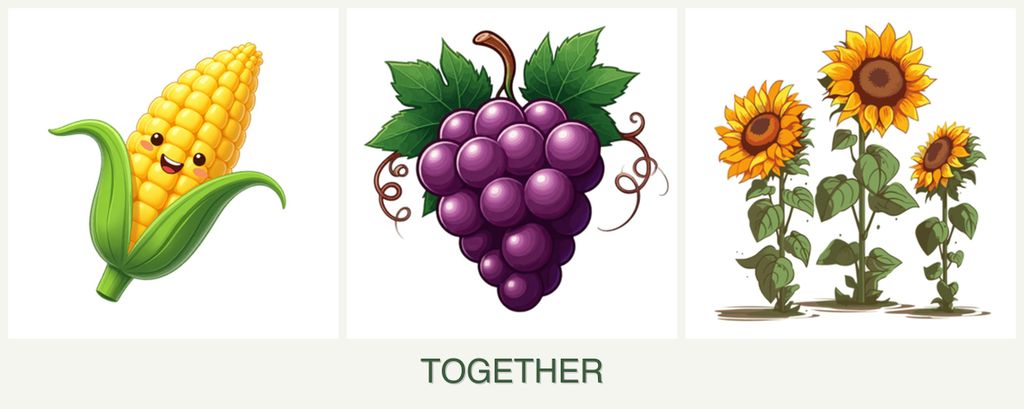 Can you plant corn, grapes and sunflowers together?