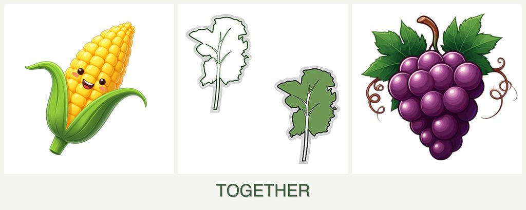 Can you plant corn, kale and grapes together?