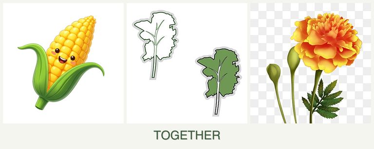 Can you plant corn, kale and marigolds together?