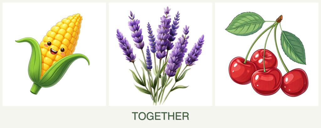Can you plant corn, lavender and cherries together?
