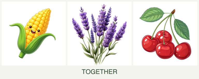 Can you plant corn, lavender and cherries together?