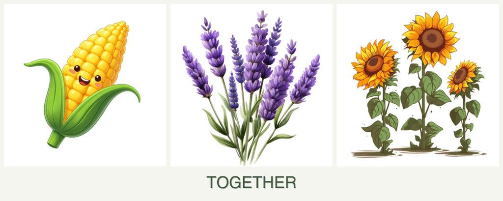 Can you plant corn, lavender and sunflowers together?