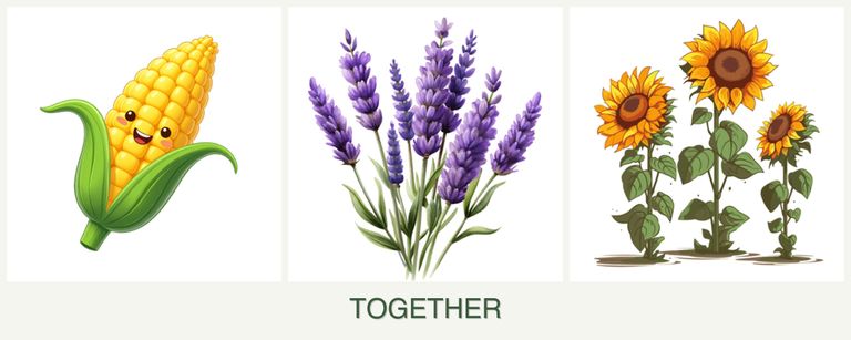 Can you plant corn, lavender and sunflowers together?