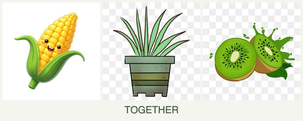 Can you plant corn, lemongrass and kiwi together?