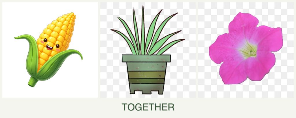 Can you plant corn, lemongrass and petunias together?