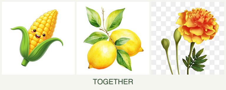 Can you plant corn, lemons and marigolds together?