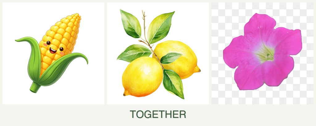 Can you plant corn, lemons and petunias together?