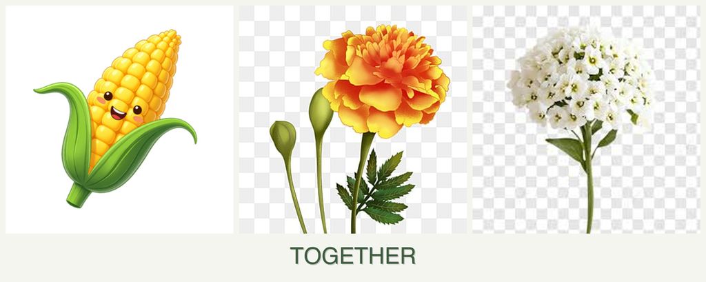 Can you plant corn, marigolds and alyssum together?