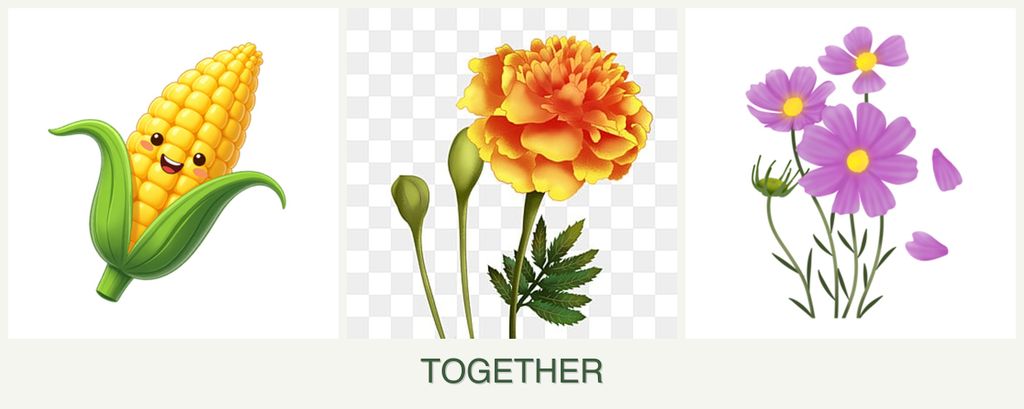 Can you plant corn, marigolds and cosmos together?