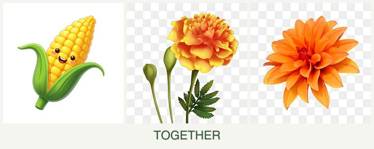 Can you plant corn, marigolds and dahlias together?
