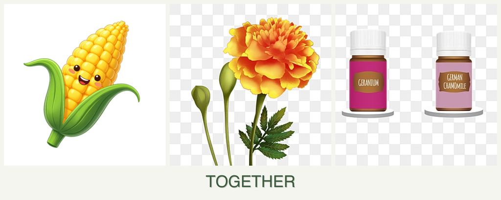 Can you plant corn, marigolds and geraniums together?