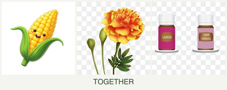 Can you plant corn, marigolds and geraniums together?