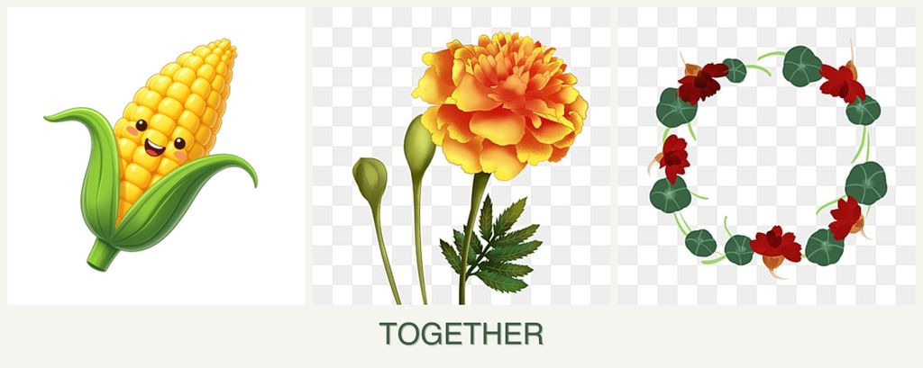 Can you plant corn, marigolds and nasturtiums together?