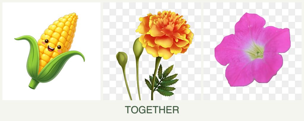 Can you plant corn, marigolds and petunias together?