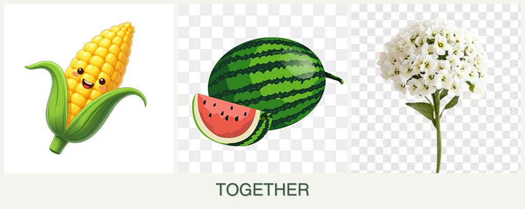 Can you plant corn, melons and alyssum together?