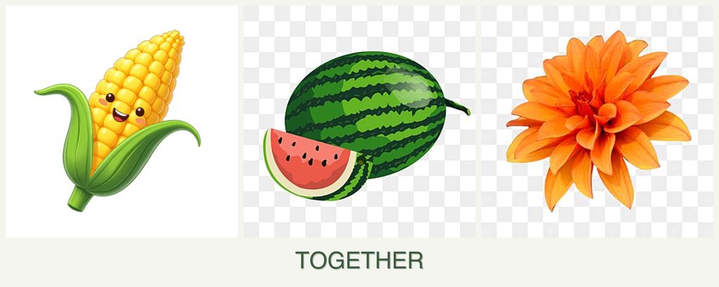 Can you plant corn, melons and dahlias together?