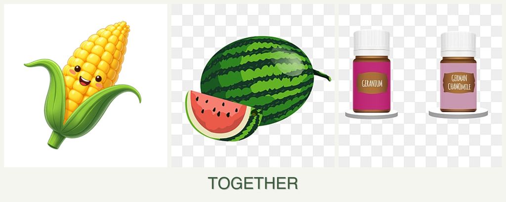 Can you plant corn, melons and geraniums together?