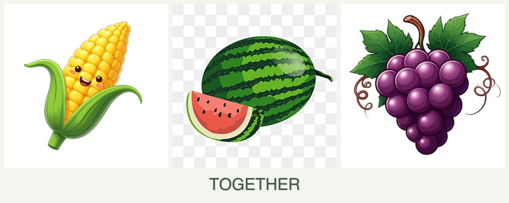 Can you plant corn, melons and grapes together?