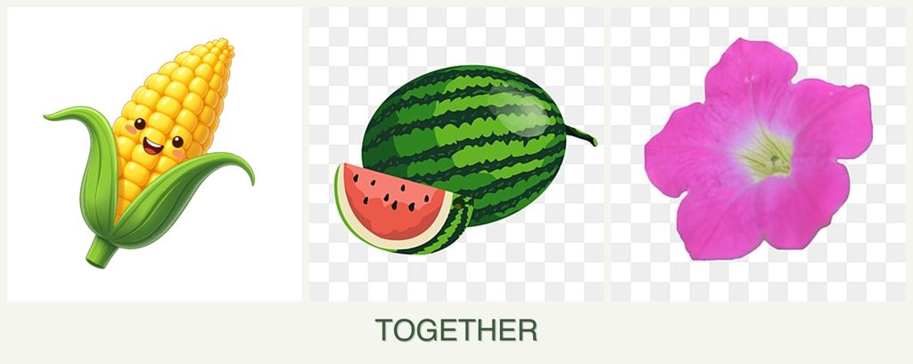 Can you plant corn, melons and petunias together?